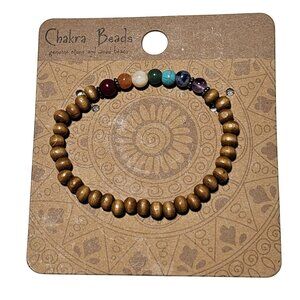 Chakra Beads Natural Wood Gemstone Stretch Bracelet Spiritual Boho Jewelry Women